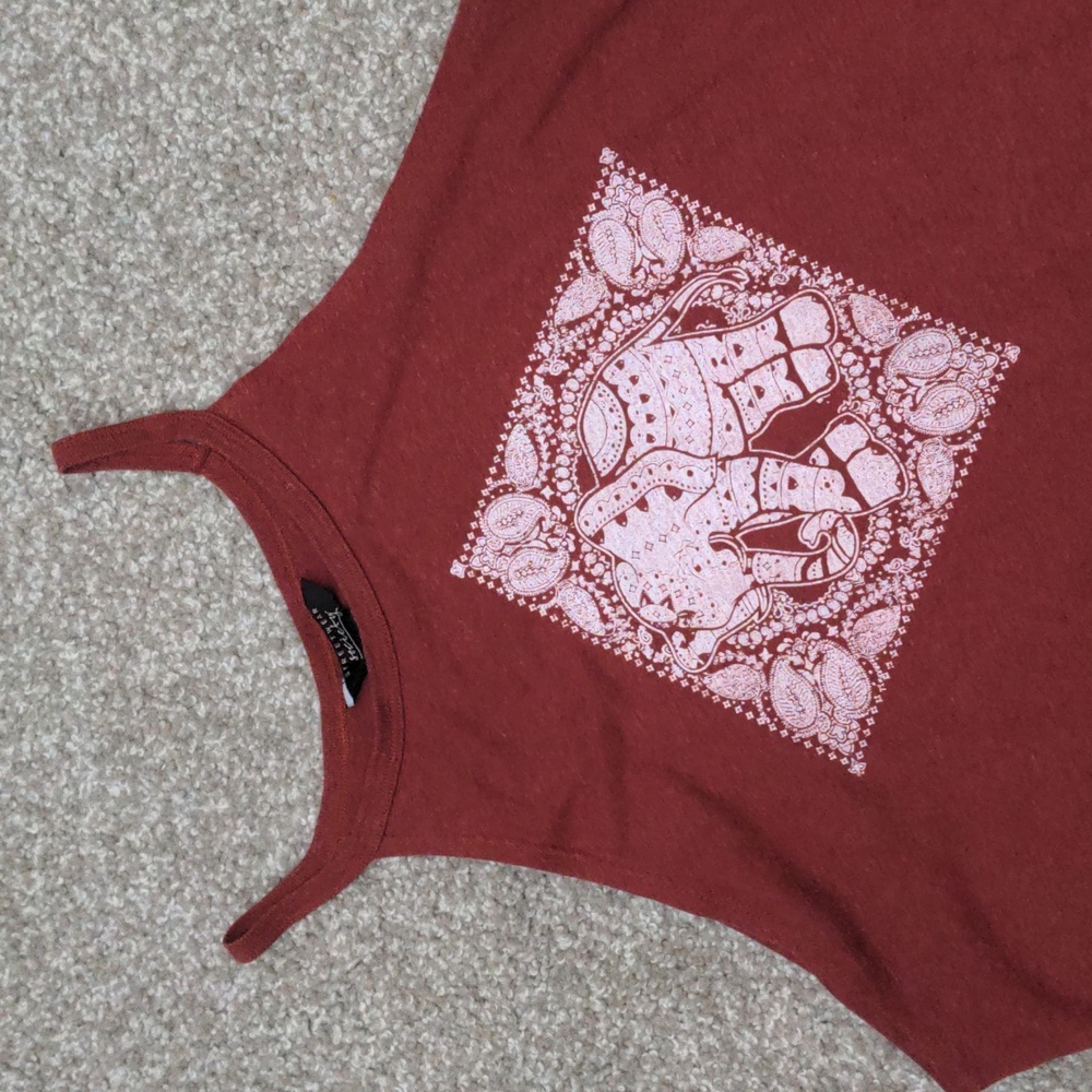 (2/$25) SWS boho elephant spaghetti strap top burnt orange - Picture 2 of 8
